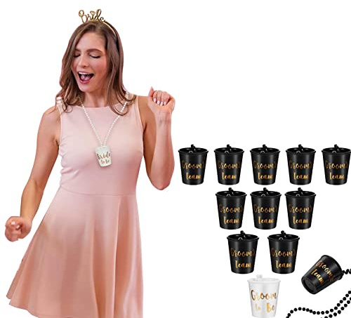 Yeeda 12 Bachelorette Party Shot Glasses Necklace - Team Bride and Bride to Be Glasses Decoration | for Bachelorette Party Bridal Party Favors
