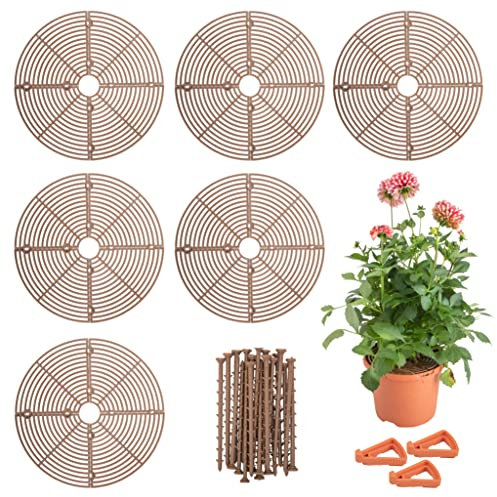 6 Pack Plant Pot Grid Protector - Soil Cover Guards for Indoor Plants - Baby, Cat, Dog & Animal Proof - Complete with Planter Feet 3 Pack