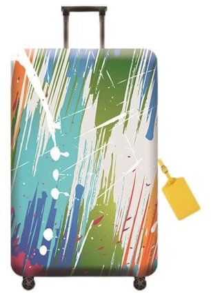 FANSU Kunst Pigment Graffiti-Druck Elastisch Kofferhülle Kofferschutzhülle für Reisekoffer, Waschbar Verdicken Reisekoffer Schutzhülle Gepäck Cover mit Reißverschluss (XL(29-32),Blau)