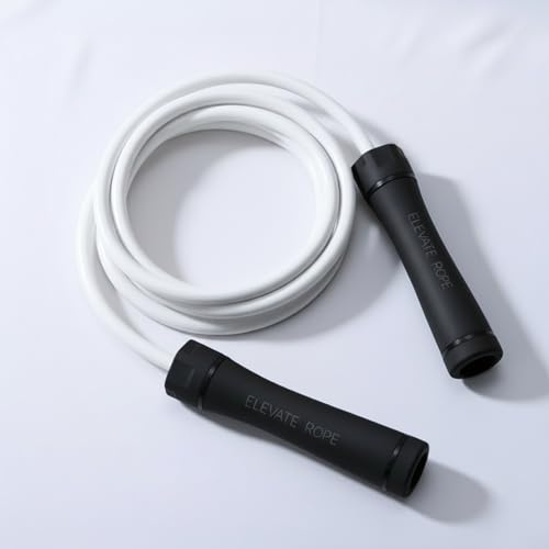 Elevate Rope Gewichtetes Springseil 10 mm, 3 m verstellbar | Schweres PVC-Kabel für Kraft und Ausdauer, ergonomische Griffe entlasten die Handgelenke, gratis Trainings-App