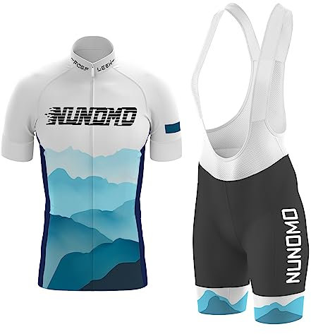 Radtrikot Herren Kurzarm Radtrikot Herren Fahrrad Shirt Herren Atmungsaktives Radtrikot mit Durchgehendem Reißverschluss, Trägerhose für MTB Radtrikot (B Blau #1,L)