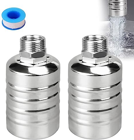 2Pcs Automatische Schwimmerventil, 304 Edelstahl Vollautomatisches Wasserstandsregelventil, Automatische Wasserstandskontrolle Mit Wasserhahn-Dichtungsband für Wassertank (3/4,Upper Water Intake)