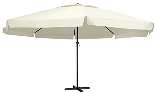 BaraSh Sombrilla de jardín y palo de aluminio sombrilla terraza exterior parasol terraza sombrilla jardin exterior patio umbrella blanco arena 600 cm