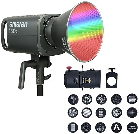 Aputure Amaran 150C RGBWW Full Color LED Video Light with Amaran Spotlight SE 36 Degree Lens Kits