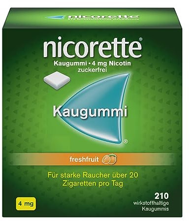 NICORETTE Kaugummi 4mg freshfruit – Nikotinkaugummi zur Raucherentwöhnung – Fruchtgeschmack –4mg Nikotin – Rauchen aufhören - 210 St.