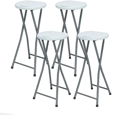 THINIA HOME Pack 4 Taburetes Plegables Alto Blanco 30x76cm