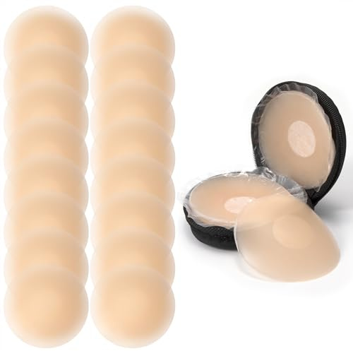 Heveer Cache Tétons en Silicone Cache-tétons Réutilisable Auto-adhésif pour Femmes avec Boîte de Voyage pour Été Dressy Réservoirs 8 Paires