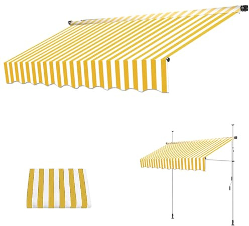 paiye Ersatz für Einziehbare Klemmmarkise, Sonnenschutzdach für Einziehbare Markisen, UPF50 UV Schutz (Color : White Yellow, Size : 250cm)