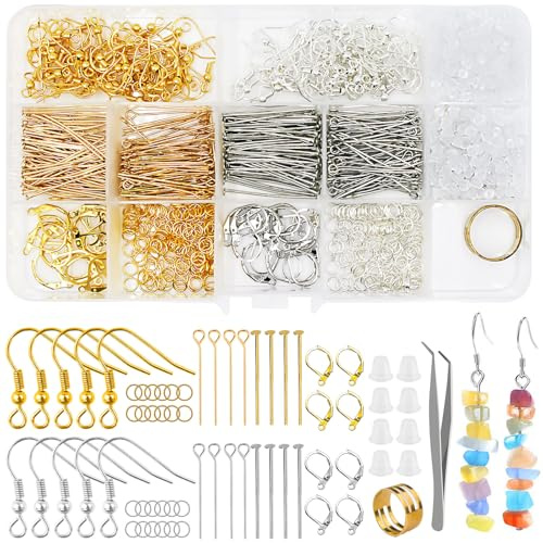 HavaCue 1792 Stück Ohrringe Selber Machen Set, 925 Ohrring Haken | Ohrringe Basteln Set für Anfänger und Erwachsene die Schmuckherstellung die Reparatur von Ohrringen Armband Halskette DIY