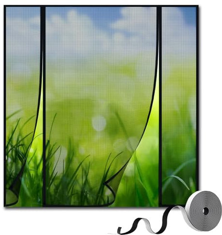 Magnet Fliegengitter Tür 175x205cm, Schwarz Fiberglas Netz Insektenschutz Balkontür Magnetvorhang Doppelter Seitliche Öffnung Fliegengitter Terrassentür Doppeltür Schiebetür, Ohne Bohren
