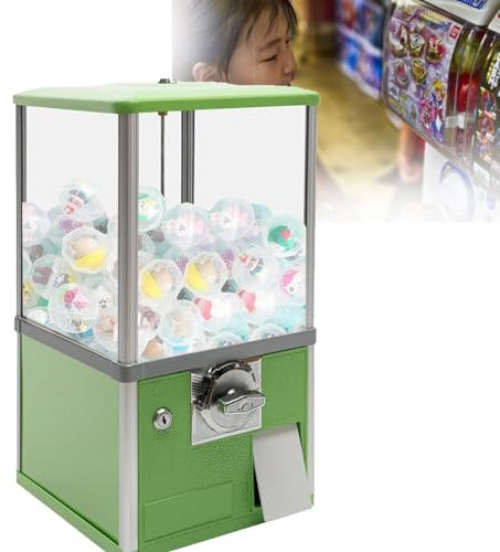ZHIXUMM Kapselautomat, Kommerzieller Kaugummiautomat, Automatischer Kapselautomat FüR EinzelhandelsgeschäFte, Runder Kapsel-HüPfballspender FüR 4,5–5,5 cm FüR SpieleläDen,Green