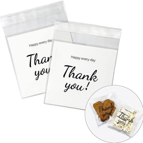 100 sacchetti di ringraziamento, mini sacchetti trasparenti autosigillanti per biscotti, dolci e bomboniere, perfetti per regali di ringraziamento e snack quotidiani