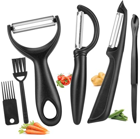 Senbowe Upgrade Potato Peeler for Kitchen, 6PCS Stainless Steel Vegetable Peeler, I and Y Veggie Food Peeler for Apple Fruit Carrot Zucchini Cucumber,Good Grip Makes Peeling Very Easy