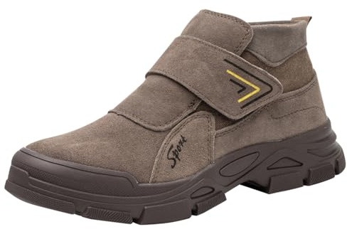 MEIbax Chaussures de Sécurité Hommes Légère Confortable Antidérapant Chaussures de Travail Basket de Securite Respirantes Protection Chaussures de Randonnée Automne Hiver (Brown, 45)