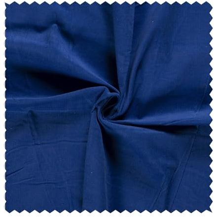 Feincord Meterware - Baumwollstoff gerippt - weicher Babycord - Cord Stoff – stabile Baumwolle uni, Ökotex Bekleidungsstoff Rippen *Ab 50 cm, Farbe: 005 blau