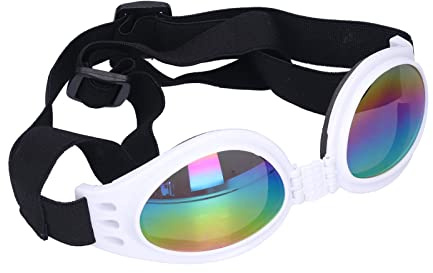 Sommer-Haustier-Sonnenbrille für Mittelgroße Bis Große Hunde – Faltbare UV-Schutz-Hundebrille in Blau, Schwarz, Weiß und Rot (White)