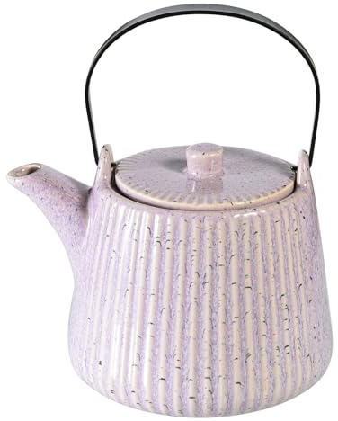 Yundu Violette Teekanne Porzellan, 1000ml mit abnehmbarem Tee-Ei und Teesieb für losen Tee