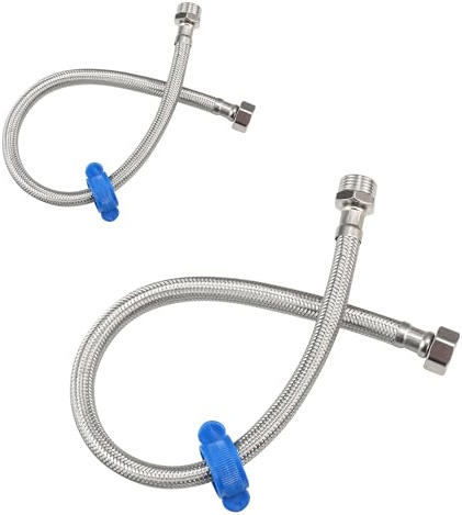 LEADAHEAD 70CM Flexible Pipe Extension BSP 1/2 Male to BSP 1/2 Female Stainless Steel Braided Hose Water Supply Hose Connector 2 Pcs