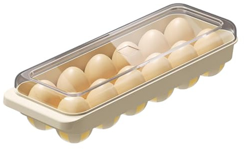 Egg Holder - 12 Slot Fridge Tray | Space-Saving Dispenser Fridge Organiser | Egg Storage Box | Fridge Storage Container | Travel Provider with Lid Stackable for Kitchen House