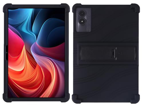 Junfire Silikonhülle für Blackview Tab 90 WiFi/Hcjip Tablet A7 / Laptok MJYA7L-BK 2025/OSCAL Pad 90 Tablet 11 Zoll, Hülle Stoßfeste Robuste mit Ständer – Schwarz