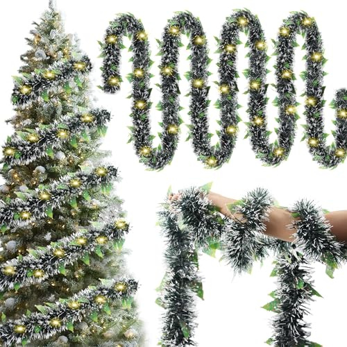 Fancysky 5m Weihnachts-Led-Lichtergirlande, Treppengeländer DekoWeihnachten, Fenstergirlande Weihnachten, Weihnachten Deko Hängend, Weihnachtsgirlande mit Beleuchtung, Tür DekoWeihnachten (Grün)