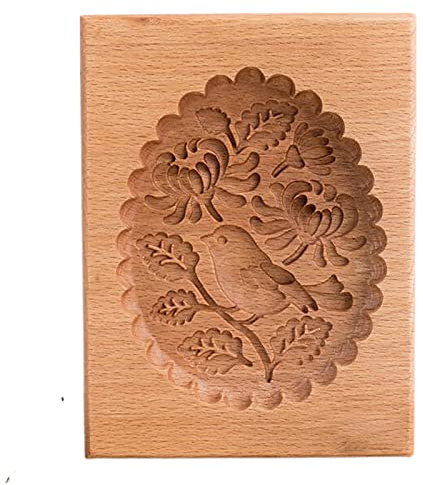 Fyearfly Molde rectangular para galletas de jengibre, diseño de pájaro de flores rectangulares de 10 x 8 cm, fácil de liberar, herramienta duradera para hornear