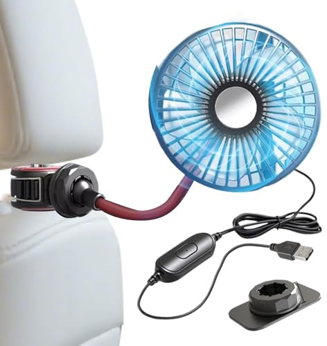 Genérico Ventilateur de voiture refroidisseur 3 vitesses puissant | Ventilateur rafraîchissant pour siège de voiture | Dispositif de flux d'air USB pour siège camion arrière voyage camping