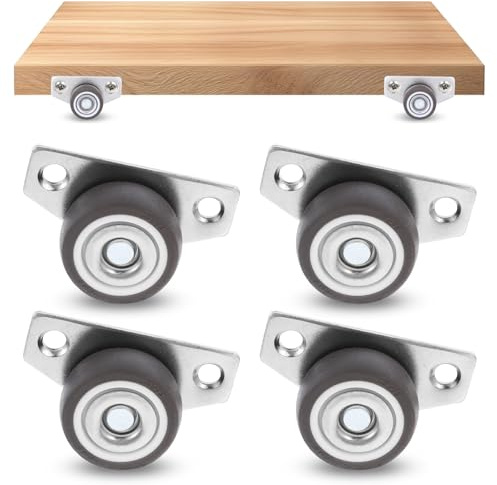 ElevateTech 4 Stück Lenkrollen Für Möbel Möbelrollen Mini-Lenkrollen Flache Mini-Lenkrollen Aus Edelstahl Geeignet Für Büro Küchenmöbel Tische Schubladen Wagen Schränke Ablagen (Braun)