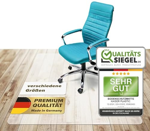 Kaiser Bodenschutzmatte transparent 74x121 cm - Schreibtischunterlage durchsichtig - Schreibtischstuhl Unterlage -Schreibtischstuhlunterlage rutschfest - Schutzmatte Bürostuhl - Stuhlunterlage