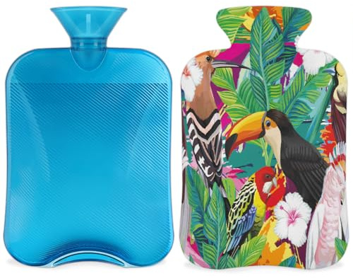 Borsa dell'acqua calda con coperchio, 2 l, per alleviare il dolore, collo morbido e spalle, mani e piedi, impacco caldo e freddo per adulti e bambini