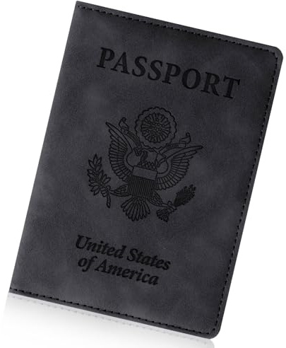 Passport Holder for Travel Essentials,RFID Blocking Passport Cover Wallet Card Case for Women and Men (Black)