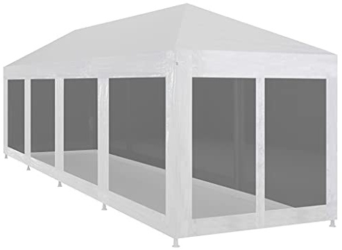 HETFTJN Partyzelt 12x3 m mit 10 Mesh-Seitenwänden wasserabweisendes PE-Dach pulverbeschichteter Stahlrahmen für Garten Hochzeit Camping Festival Grillpavillon Gartenpavillon