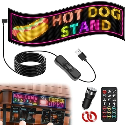 Kensbro 20 * 93cm LED Augen Auto LKW, RGB Display mit 2 Zeilen Anzeige
