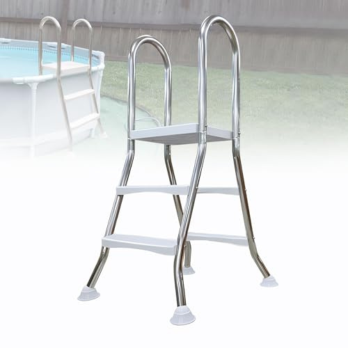 LHFJ Corrimano per Piscina da 550 libbre, scaletta per Piscina Fuori Terra in Acciaio Inossidabile 304, scaletta Doppia Antiscivolo per Piscine da 33-63,2 Step