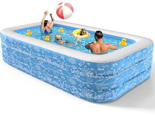 CACSPS Aufblasbare Schwimmbecken, 250 x 152 x 51 cm, Großes aufblasbares Pool für Kinder und Erwachsene, Langlebiges Familien-Freizeitpool, Kinderbecken für Garten, Hinterhof oder Innenbereich