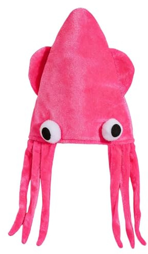 Ylnailky Gorro de Calamar -, de Peluche, Transpirable, con Forma de Calamar - Gorros de Animales Marinos para - Para Fotografía, Actuaciones, Navidad, Cumpleaños, Niños, Adultos,