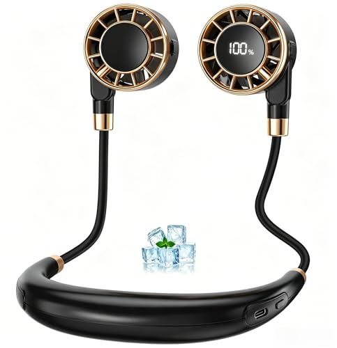 Nackenventilator, 4000mAh Tragbarer Halsventilator, 6 Stufen & 360° Luftstrom, 5-16 Stunden,Extrem Leise 10000 U/min USB Ventilator mit LED-Anzeige,Faltbarer Mini Lüfter für Freien,Reisen,Camping,Büro