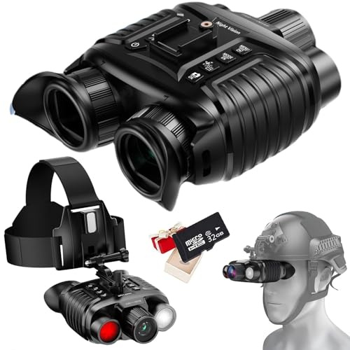 4K Nachtsichtgerät mit Kompass, 8X Digital Zoom, 7-Level IR-Helligkeit, 1312ft Sichtweite, Nachtsichtbrille Jagdfernglas für Erwachsene Nachtsicht & Tag Militär Freihändiges NGV für Helm