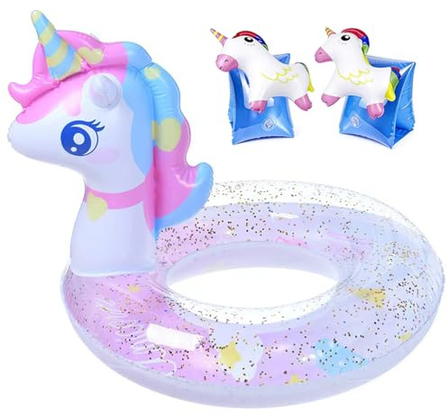 Anillo De Unicornio Inflable, Anillo De Natación, Flotadores De Piscina Flotante Anillos De Natacións Inflable, para Playa Natación Aire Libre Verano 3 Pcs