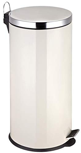 Premier Housewares 0506428 Poubelle à Pédale Acier Inoxydable Crème 30 L + Godet Intérieur Plastique