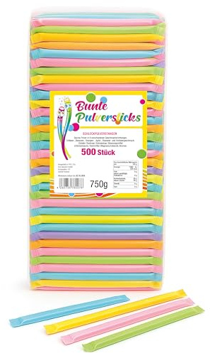Vontek Wurfmaterial Karneval 500 Stk. | Brausepulver & Süßigkeiten Stangen | Perfekt als Kamelle für Fasching, Karnevalsumzüge und Kinder