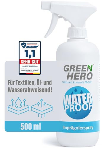 Green Hero Spray imperméabilisant pour textiles et cuir 500 ml - Sans gaz à effet de serre - Nano-filtre efficace contre la saleté et l'humidité