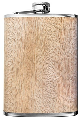 OUTDOOR SAXX Edelstahl Flachmann Wood, 260ml, Holz-Optik Ahorn, in Geschenk-Box