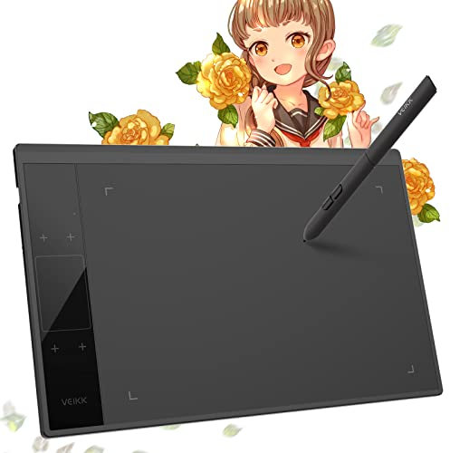 VEIKK A30 10x6 Inch Drawing Tablet Graphics Tablet with Battery-free pen, 8192 Professional Levels Pressure, 4 touch keys and 1 gesture pad(extra OTG, glove and film included)