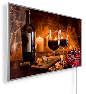 IH Engineering BV Bildinfrarotheizung 1000 Watt - weißer Rahmen - 14-26 m² | Motiv: 170. Wein & Käse, TÜV SÜD