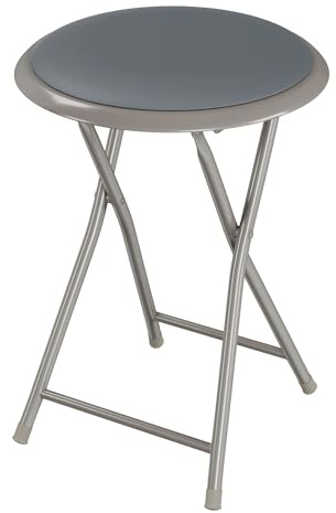 Lavish Home Folding Stool – Portable 18-Inch Backless Seat with 225lb Capacity – Compact Foldable Stool for Kitchen, Dorm, RV, Rec Room or Extra Seating (Gray)