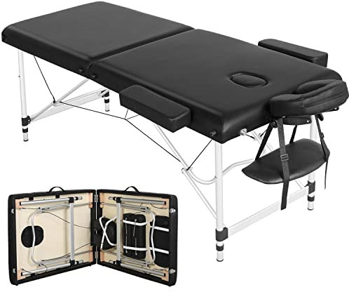 Yaheetech Mobile Massageliege 2 Zonen höhenverstellbar Massagetisch Massagebett mit Aluminium-Füßen und Tragetasche, 213 * 90cm