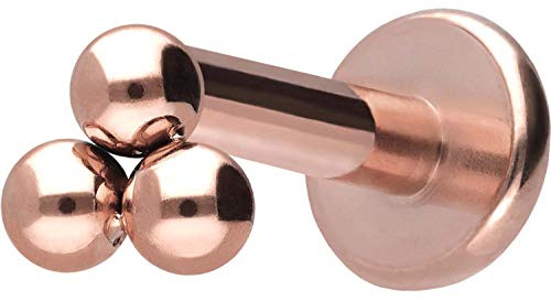 PIERCINGLINE Titan Labret Stecker Innengewinde | 3 KUGELN | Piercing Ohr Lippe Nase | Farb & Größenauswahl