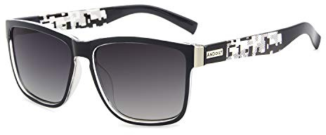 ANDOILT Vintage Lunettes de Soleil Polarisées pour Homme et Femmes Rétro Classiques UV400 Protection Lunettes Monture Gris Transparent Verres Grise