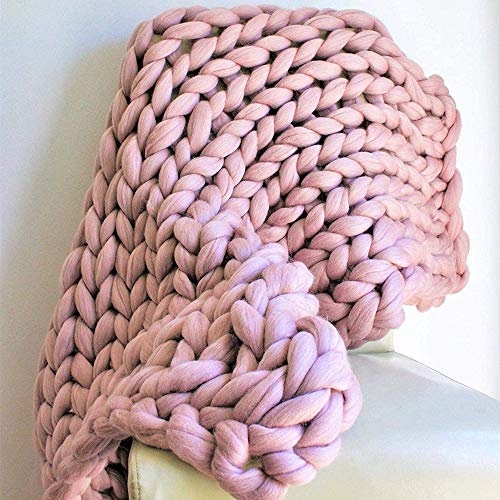 MANG Handgefertigte Strickdecke Chunky Gestrickte Decke Kuscheldecke Grobstrick Decke Yoga Matte Teppich, Grün/Rot/Rosa, 40 * 60cm (16 * 24in)
